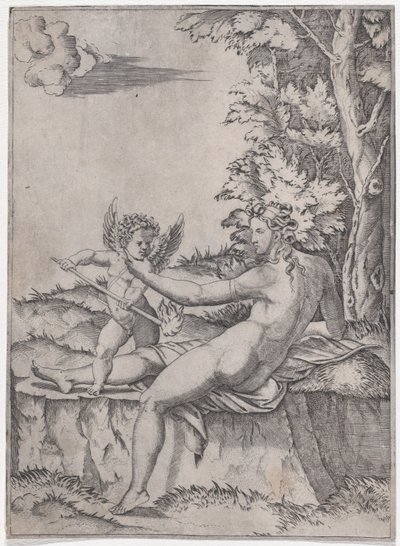 Venere e Eros, ca. 1514-36 da Agostino Veneziano