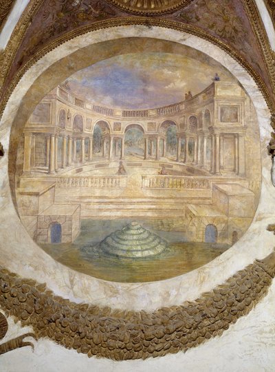 Sagittario (costellazione di Arcturus ascendente) parete est: capacità di diventare guardiano degli edifici reali. Qui vediamo il palazzo del te. Palazzo del Te, Sala dei Venti (o dello Zodiaco) da Agostino da Mozzanega