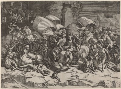 La battaglia con la sciabola da Agostino dei Musi, after Giulio Romano