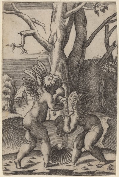 Due Amori da Agostino dei Musi after Raphael