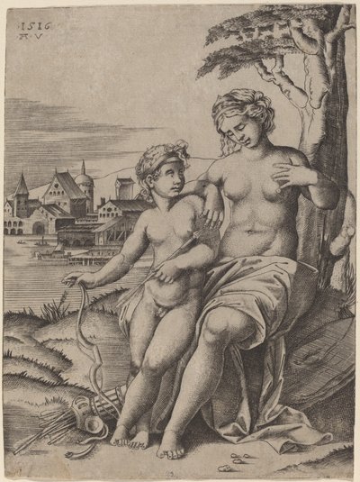 Venere e Cupido da Agostino dei Musi after Raphael