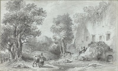 Paesaggio con contadini davanti a una locanda da Aignan Thomas Desfriches