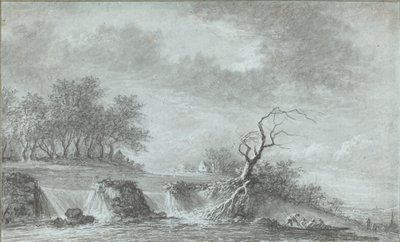 Paesaggio fluviale con cascata da Aignan Thomas Desfriches