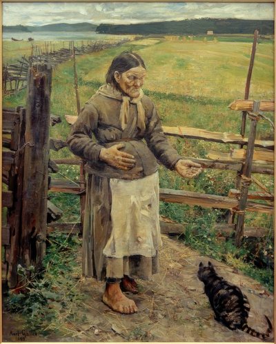 Vecchia donna con gatto da Akseli Valdemar Gallen Kallela