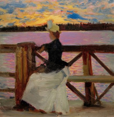 Marie Gallén sul ponte di Kuhmoniemi da Akseli Valdemar Gallen Kallela