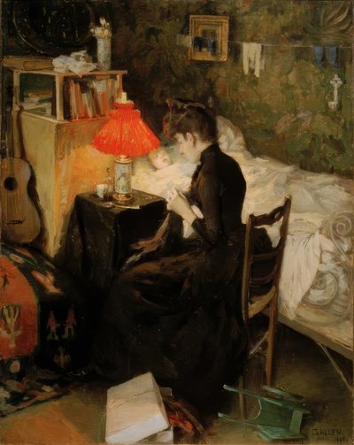 Madre con bambino malato da Akseli Valdemar Gallen Kallela