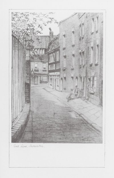 Corsie di Londra: Cock Lane, Shoreditch (litografia) da Alan Stapleton