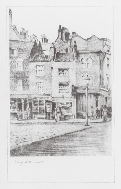 Corsie di Londra: Angolo di Drury Lane (litografia) da Alan Stapleton