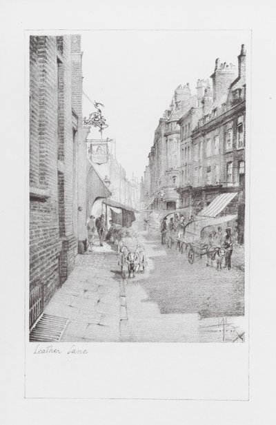 Corsie di Londra: Leather Lane (litografia) da Alan Stapleton