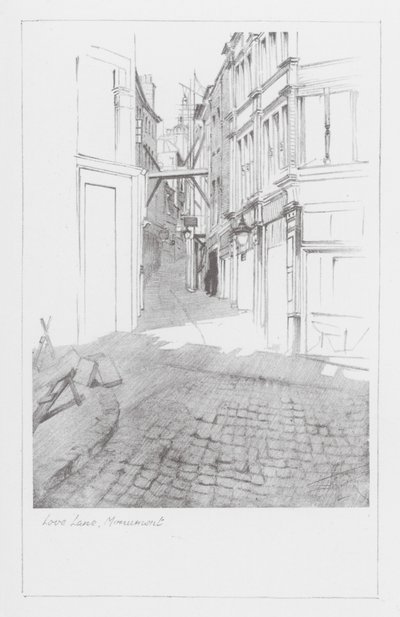 Corsie di Londra: Love Lane, Monument (litografia) da Alan Stapleton