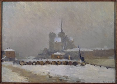 Notre-Dame de Paris, effetto neve, sera, ca. 1897 da Albert Charles Lebourg