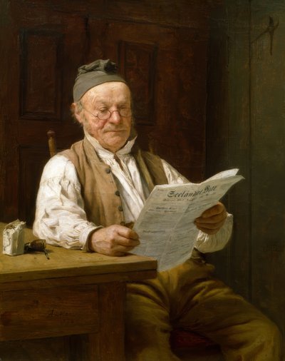 Contadino bernese che legge il suo giornale da Albert Anker