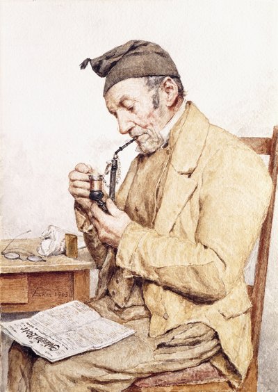 Nonno con pipa da Albert Anker