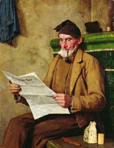 Vecchio Feissli che Legge il Giornale da Albert Anker