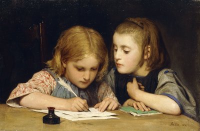 La Lezione, 1865 da Albert Anker