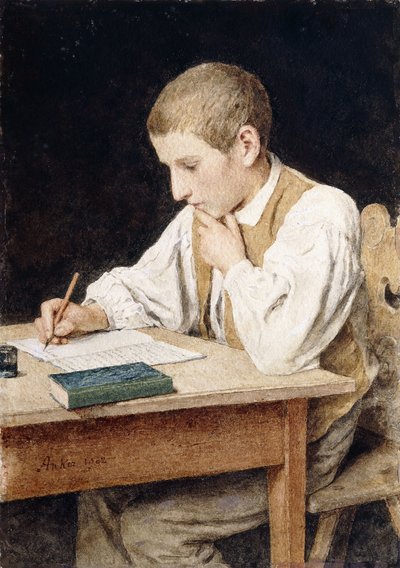 Ragazzo che scrive, 1902 da Albert Anker