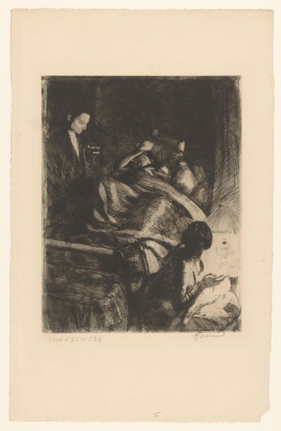 Donna nel letto di parto da Albert Besnard