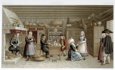 Costumi bretoni del XIX secolo e interni - in "Il costume storico" di Racinet da Albert Charles August Racinet