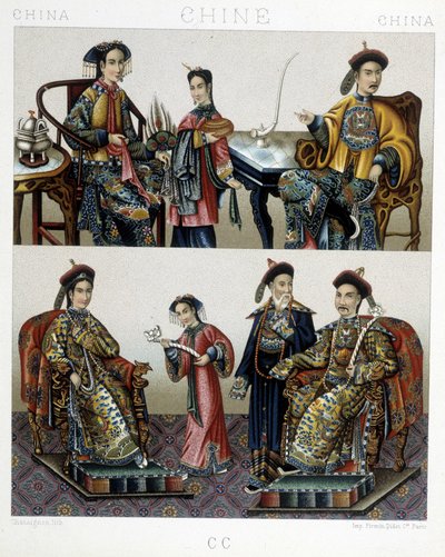 Aristocrazia cinese - in "Le costume historique" di Racinet da Albert Charles August Racinet