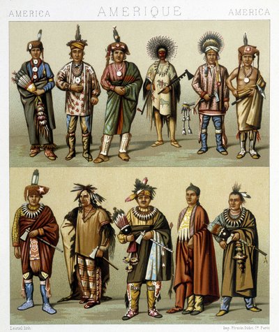 Costume dei Pins rouge. Illustrazione in “Il costume storico” di Racinet da Albert Charles August Racinet