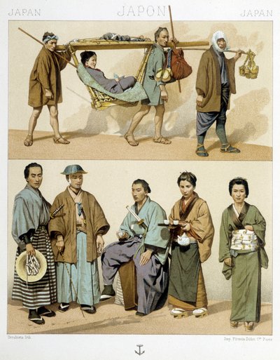 Costumi e trasporti in Giappone da Albert Charles August Racinet