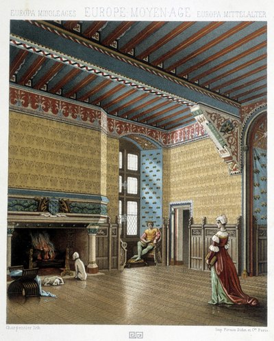 Interno di una dimora signorile nel Medioevo - in “Il costume storico” di Racinet da Albert Charles August Racinet