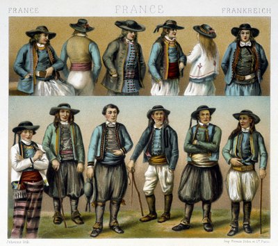 Costumi maschili del Finistère del XIX secolo - in "Le costume ancien et historique" di Racinet da Albert Charles August Racinet