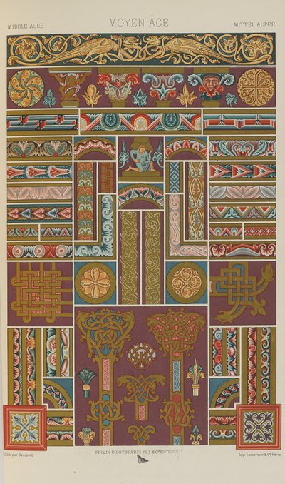 Medioevo, tavola 40 da Ornamento Policromatico: Cento Tavole in Oro, Argento e Colori, 1873 da Albert Charles August Racinet