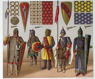 Costumi militari dal IX al XII secolo, di A. Racinet da Albert Charles August Racinet