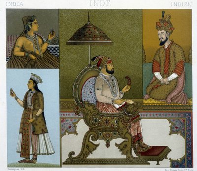 Costumi mongoli, incisione di Racinet da Albert Charles August Racinet