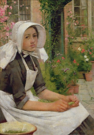 Ragazza che sgrana piselli da Albert Chevallier Tayler