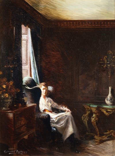 Lettura vicino alla finestra, 1919 da Albert Chevallier Tayler