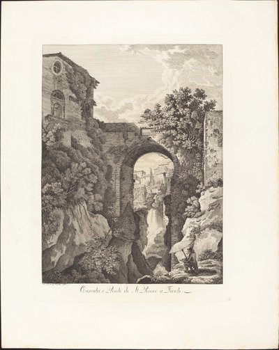 Cascata e Ponte di San Rocco a Tivoli da Albert Christoph Dies