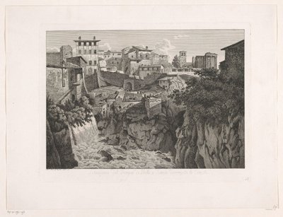 Veduta di Tivoli, con il tempio di Vesta in lontananza da Albert Christoph Dies