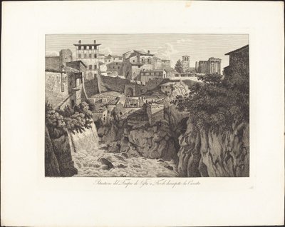 Situazione del Tempio di Vesta a Tivoli, di fronte alla Cascata da Albert Christoph Dies