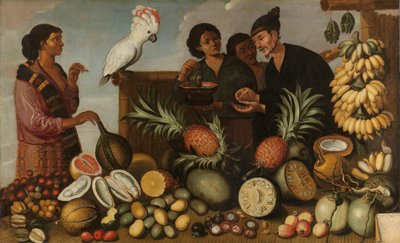 Bancarella del mercato indiano orientale a Batavia da Albert Eckhout (attributed to)