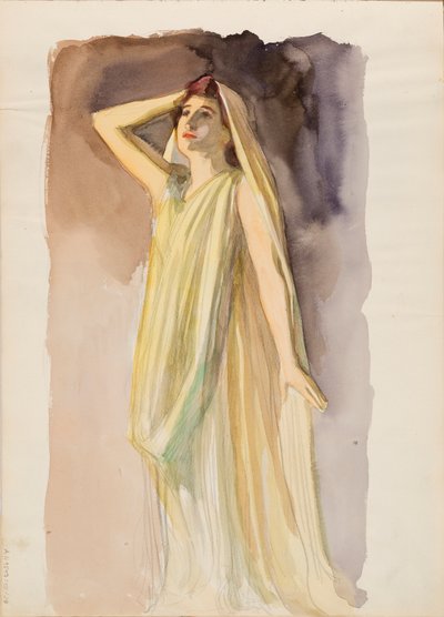 Aino Ackté nei panni di Alcestis, schizzo completo del corpo da Albert Edelfelt