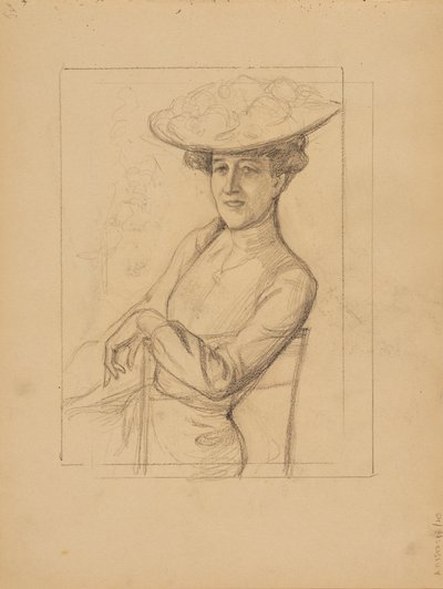 Donna seduta con cappello da Albert Edelfelt