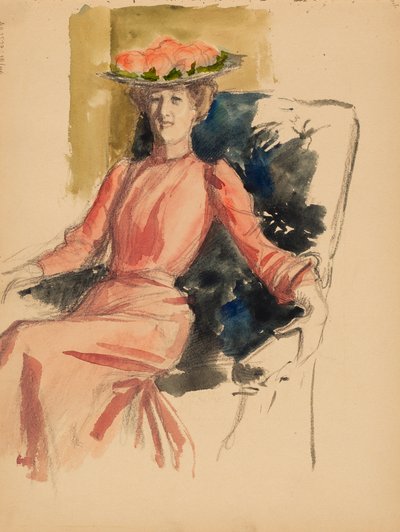 Donna seduta con cappello da Albert Edelfelt