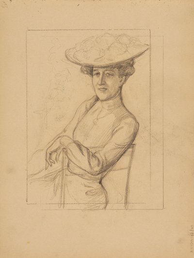 Donna seduta con cappello da Albert Edelfelt