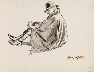 Uomo seduto con mantello da Albert Edelfelt