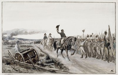 Von Döbeln che saluta le sue truppe, tratto dalla poesia numero quindici “Stolt” (disegno originale per “Le avventure del guardiamarina Stål”) da Albert Edelfelt