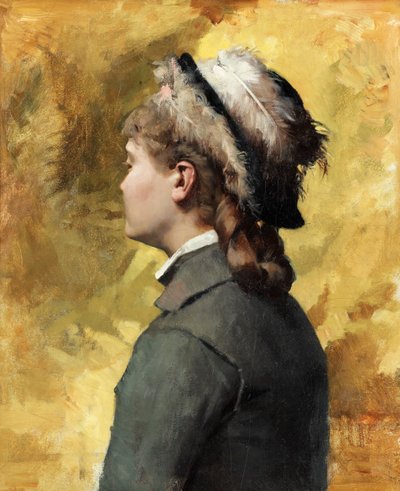 Giovane donna in grigio da Albert Gustaf Aristides Edelfelt