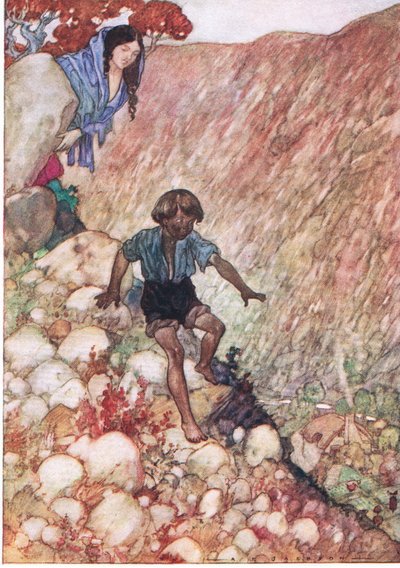 Scese come il piccolo uomo coraggioso che era, da The Water Babies pub. da Humphrey Milford Oxford University Press, c.1930 da Albert Edward Jackson