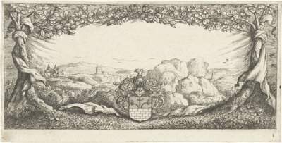 Cartiglio con paesaggio da Albert Flamen