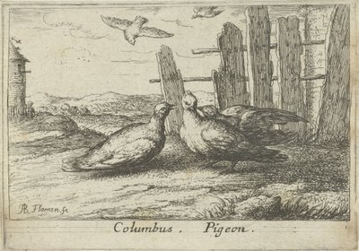 Due colombe vicino a una recinzione da Albert Flamen
