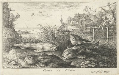 Quattro cavedani su una riva del fiume da Albert Flamen