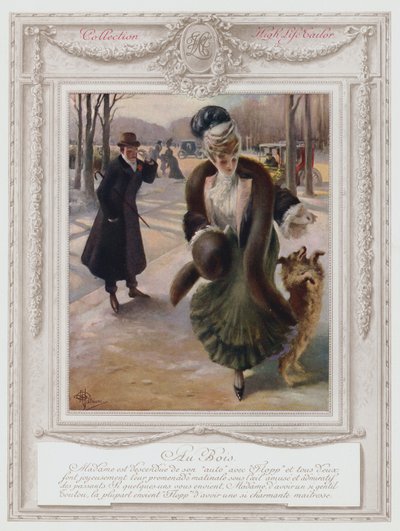 Belle Epoque Parigi, Signora alla moda nel Bois de Boulogne da Albert Guillaume