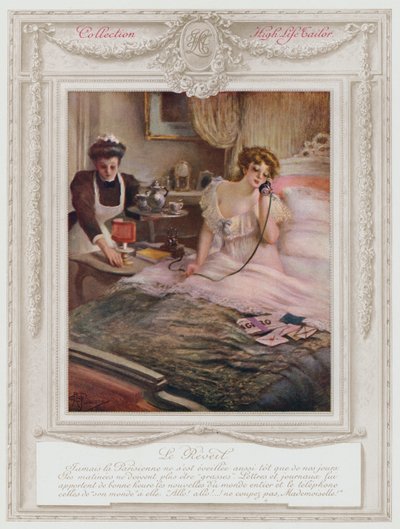 Belle Époque Parigi, signora alla moda che si sveglia da Albert Guillaume