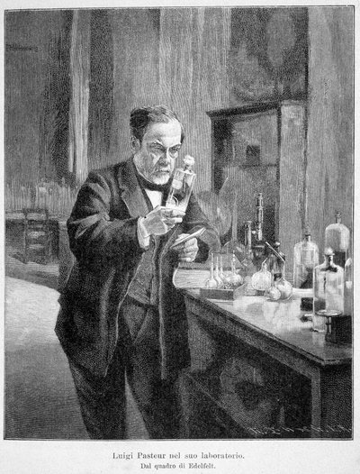 Louis Pasteur nel suo laboratorio secondo il dipinto di Edelfelt da Albert Gustaf Aristides (after) Edelfelt